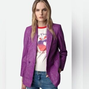 Zadig & Voltaire Lambskin Leather Blazer in "Goa" purple 💜